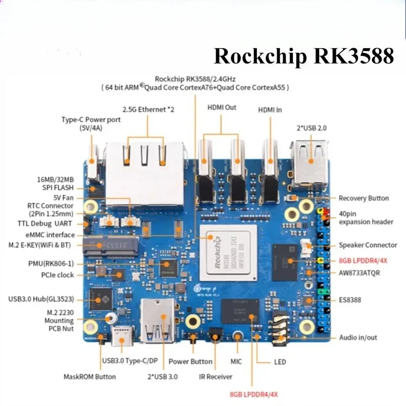 16G R-AM Single Board Computer - огляд і ціна Orange Pi 5 Plus 16Gb